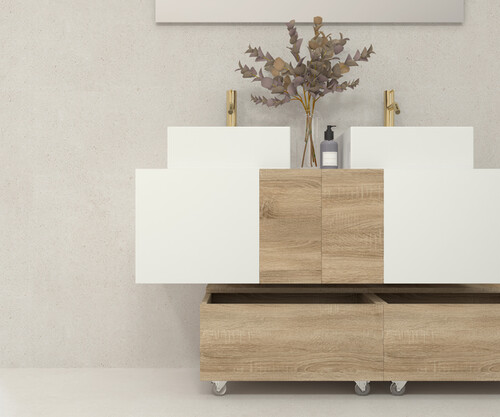 Pack SEZANNE 80 + lavabo + espejo LED + mueble auxiliar