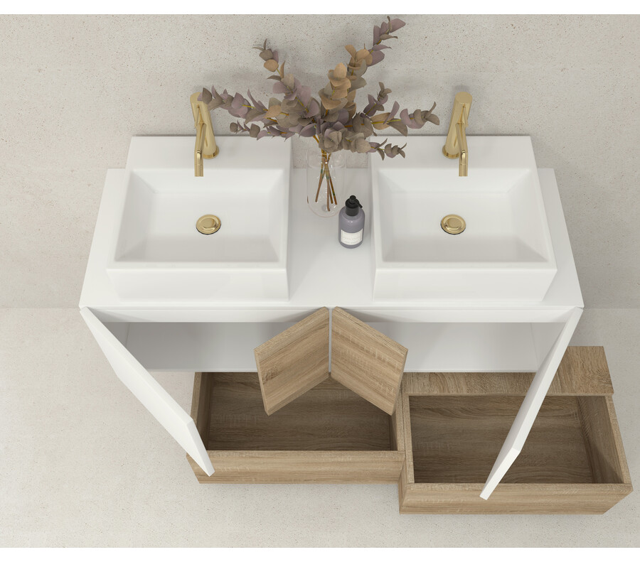 Pack SEZANNE 80 + lavabo + espejo LED + mueble auxiliar