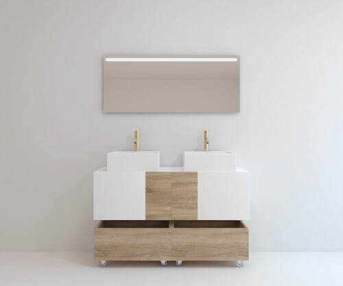 Pack SEZANNE 80 + lavabo + espejo LED + mueble auxiliar