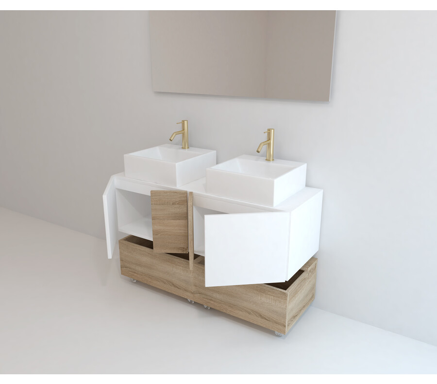 Pack SEZANNE 80 + lavabo + espejo LED + mueble auxiliar