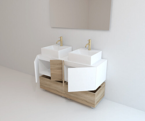 Pack SEZANNE 80 + lavabo + espejo LED + mueble auxiliar
