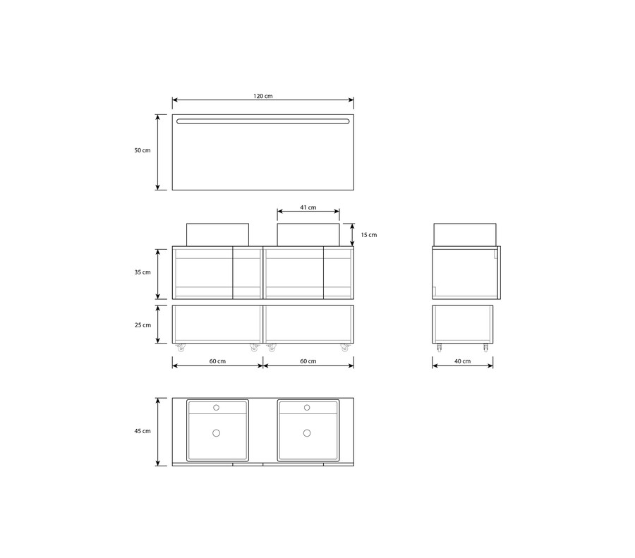 Pack SEZANNE 80 + lavabo + espejo LED + mueble auxiliar