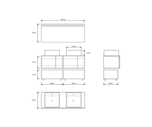 Pack SEZANNE 80 + lavabo + espejo LED + mueble auxiliar