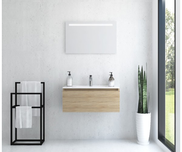 Pack FIN + lavabo profundidad reducida + espejo LED