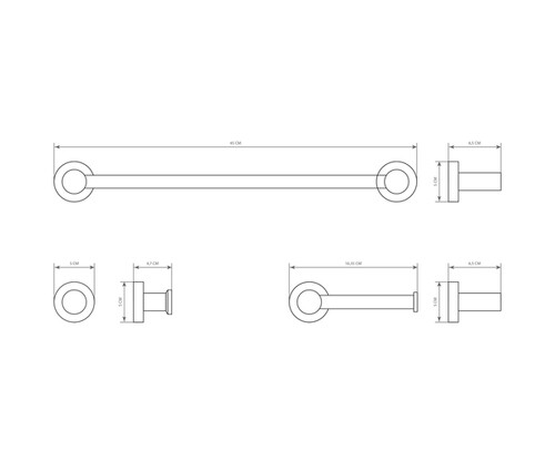 Pack accesorios SET BALI toallero + portarollos + doble percha