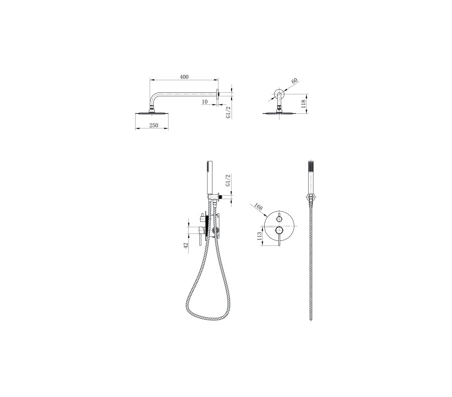 Conjunto ducha monomando empotrado TENERIFE