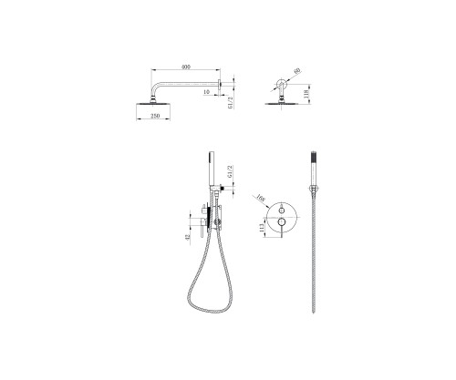 Conjunto ducha monomando empotrado TENERIFE