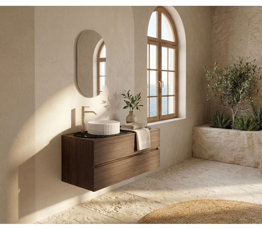Pack LAUSANNE + encimera Dekton + lavabo estriado + espejo cápsula