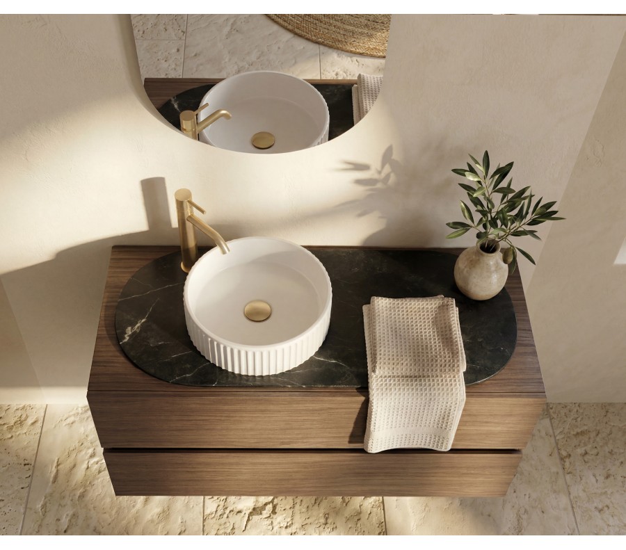 Pack LAUSANNE + encimera Dekton + lavabo estriado + espejo cápsula